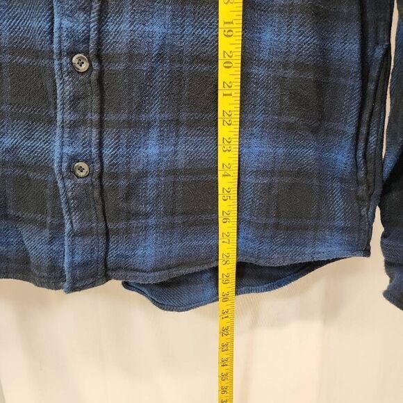 Orvis Men's Blue Size Large Plaid Heavyweight Flannel Shirt Jacket Shacket Hand - Picture 4 of 7